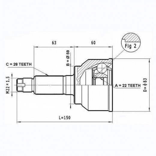Шрус наружный переднего привода Mazda 3, Axela Febest 0510-042