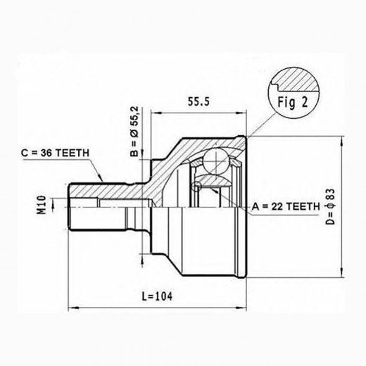 Шрус наружный переднего привода Mazda 3, Axela Febest 0510-040