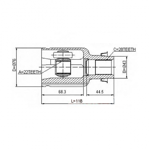 Шрус внутренний переднего правого привода Mazda 3, Axela Febest 0511-M320MTRH
