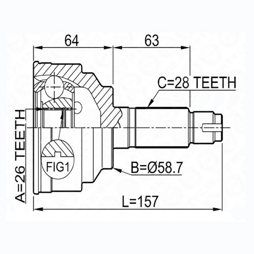 Шрус наружный переднего привода Mazda Axela / LSD Febest 0510-050