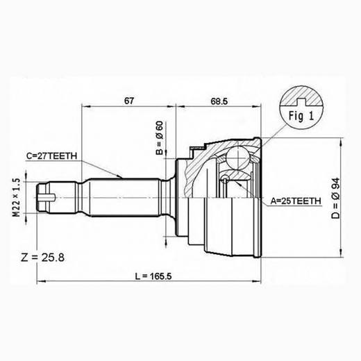 Шрус наружный переднего привода Mitsubishi Diamante Febest 0410-023