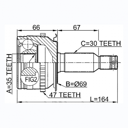 Шрус наружный переднего привода Mitsubishi Pajero Sport, L200 ABS Febest 0410-KB4A47