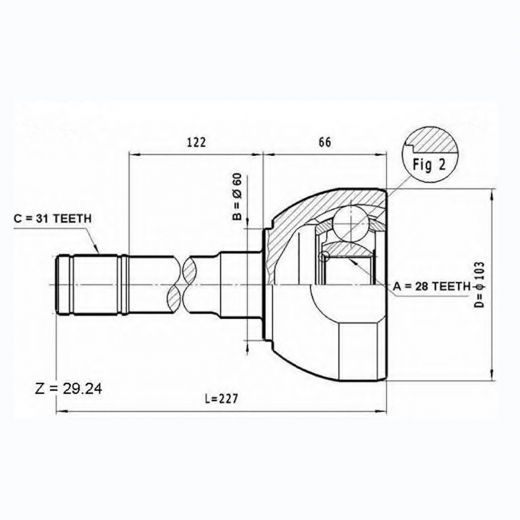 Шрус наружный переднего привода Nissan Safari Febest 0210-073