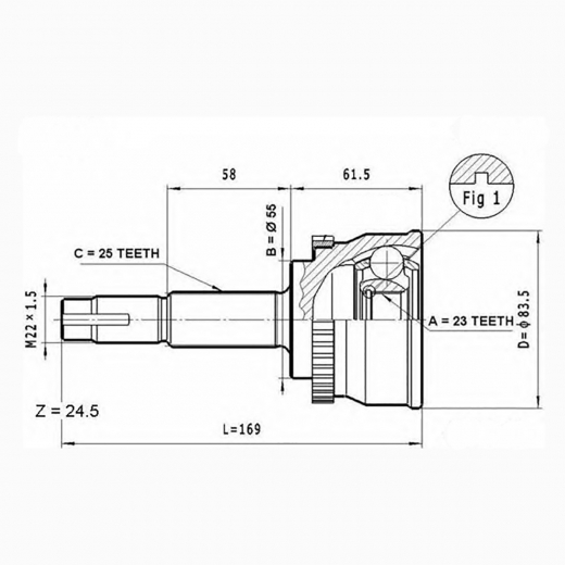 Шрус наружный переднего привода Nissan Wingroad, Bluebird Sylphy, Sunny, Mazda Familia Van ABS Febest 0210-062A42