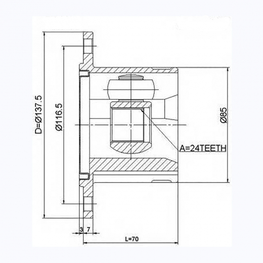 Шрус внутренний переднего левого привода Suzuki Escudo, Grand Vitara ASVA SZIL-GV