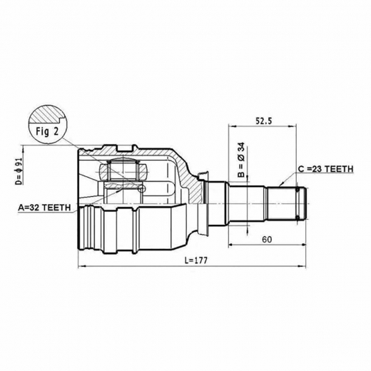 Шрус внутренний переднего привода Toyota Corona Premio, Carina E Febest 0111-190UKP