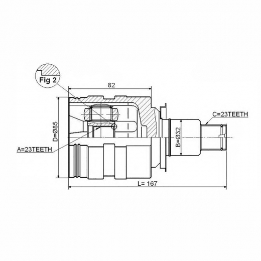 Шрус внутренний переднего правого привода Toyota Vista, Corona Premio, Corolla, Camry, Caldina, Carina, Sprinter Carib, ED, Exiv, Ipsum, Rav4, Spacio Febest 0111-SXA10RH