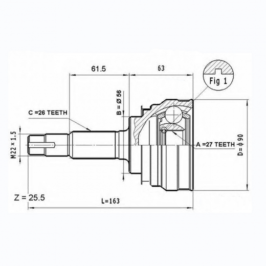 Шрус наружный переднего привода Toyota Vista, Camry, Camry Gracia, Celica, ED, Exiv, Mark II Qualis, Nadia, Scepter Febest 0110-012