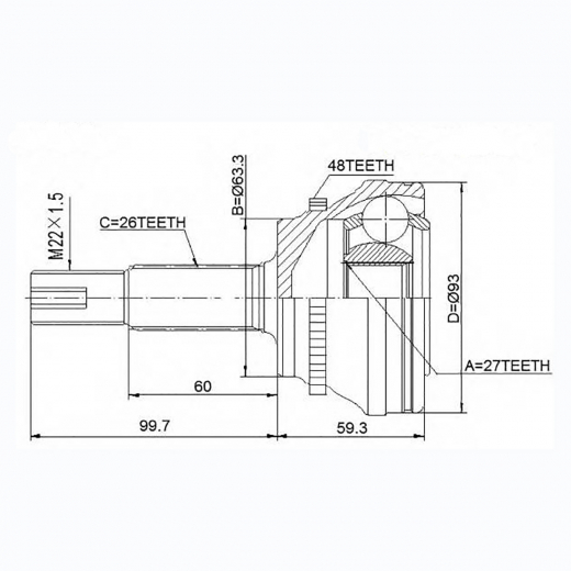 Шрус наружный переднего привода Toyota Camry Febest 0110-ACV40A48