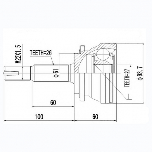 Шрус наружный переднего привода Toyota Vellfire, Vanguard, Estima, Rav4, Alphard Lynx CO-3855