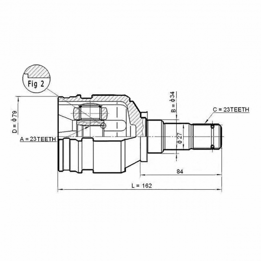 Шрус внутренний переднего привода Toyota Corolla, Allex, Vitz, Allion, Auris, Axio, bB, Fielder, Funcargo, Ist, Platz, Porte, Premio, Probox, Ractis, Raum, Rumion, Runx, Sienta, Spacio, Spade, Sprinter, Succeed, Yaris, Will Cypha, Will Vi, Subaru Trezia Febest 0111-1NZFE