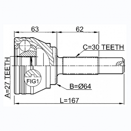 Шрус наружный переднего привода Volkswagen Touareg, Audi Q7 Febest 2310-TOUR