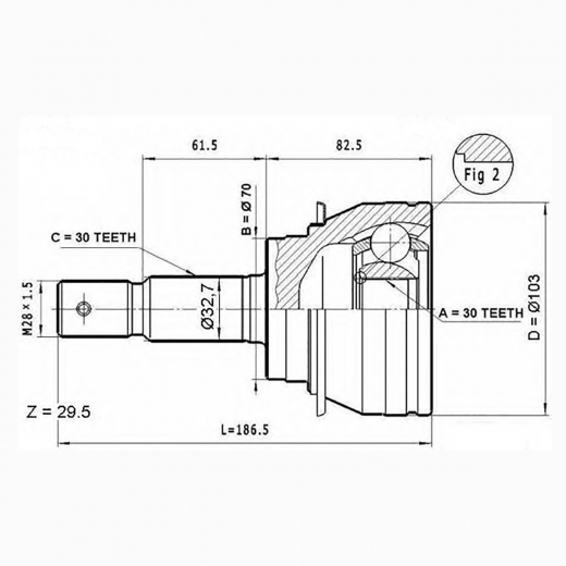 Шрус наружный переднего привода Toyota FJ Cruiser, Hilux Surf, Land Cruiser Prado, 4Runner, Lexus GX GSP 859107