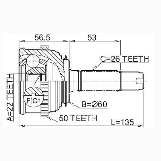 Шрус наружный переднего привода Honda Civic ABS Just Drive JCT0123A