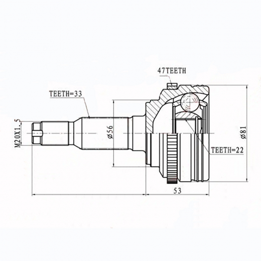 Шрус наружный переднего привода Chevrolet Lacetti, Daewoo Gentra, Ravon Gentra ABS Lynx CO-1808A