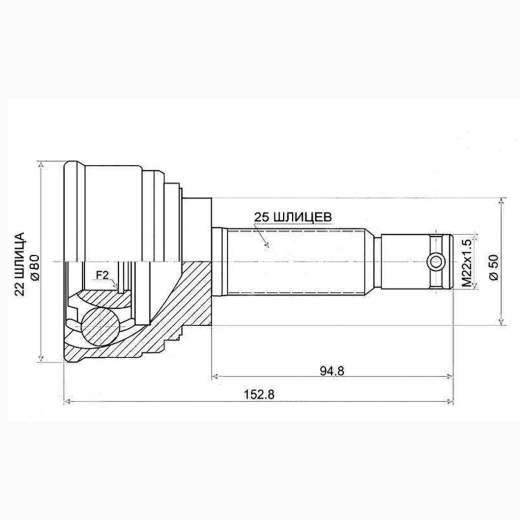 Шрус наружный переднего привода Hyundai Accent Lynx CO-3603