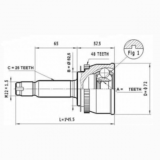Шрус наружный переднего привода Hyundai Getz ABS Lynx CO-3602A