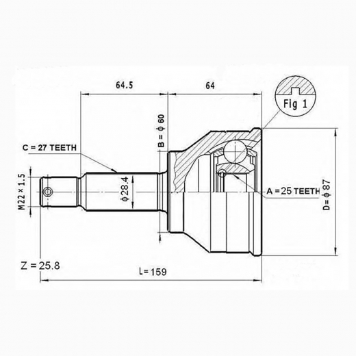 Шрус наружный переднего привода Hyundai Trajet Lynx CO-4407