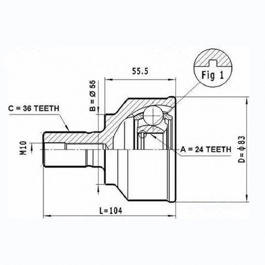 Шрус наружный переднего привода Mazda Axela Lynx CO-5113