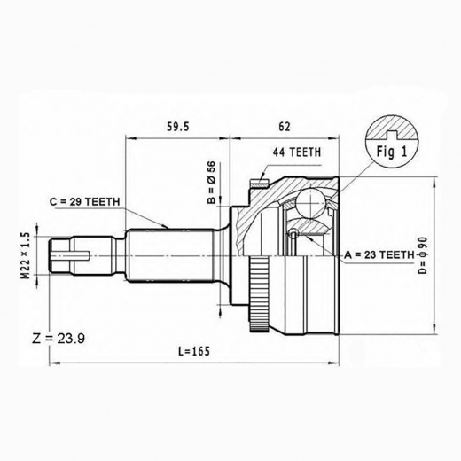 Шрус наружный переднего привода Nissan Maxima, Cefiro ABS Lynx CO-5712A