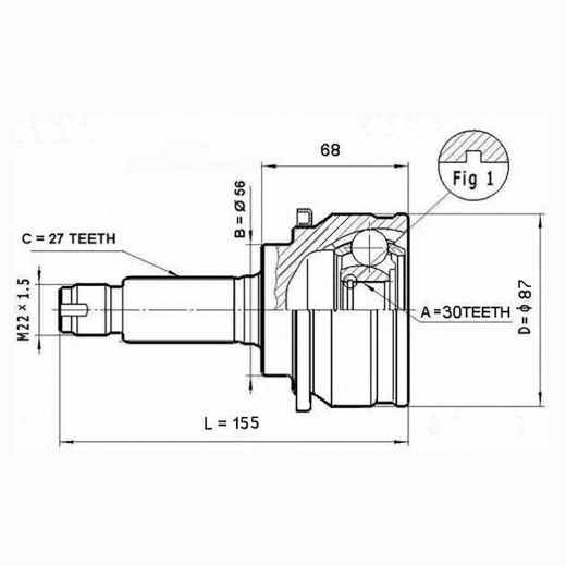 Шрус наружный переднего привода Subaru Legacy, Impreza Lynx CO-7102