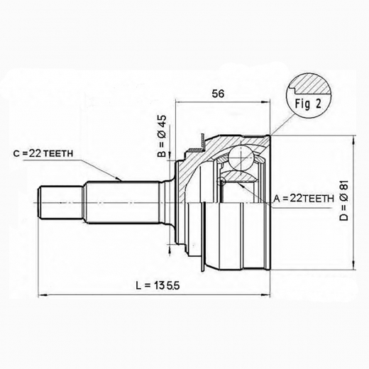 Шрус наружный переднего привода Skoda Felicia Lynx CO-8001