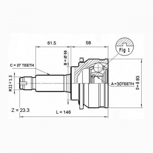 Шрус наружный переднего привода Subaru Legacy, Impreza, Forester ABS Just Drive JCT0005A
