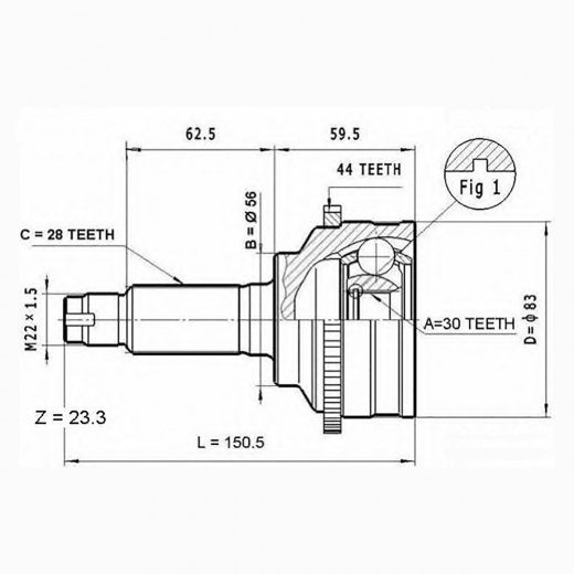 Шрус наружный переднего привода Mazda Capella, 626 ABS Panda MAZ-37A44