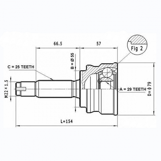 Шрус наружный переднего привода Mitsubishi Colt, Colt Plus Panda MMC-41