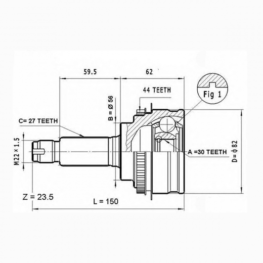 Шрус наружный переднего привода Subaru Legacy, Impreza, Forester ABS GSP 856009