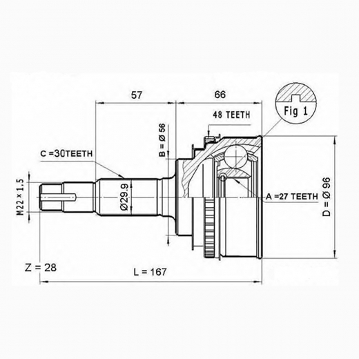 Шрус наружный переднего привода Toyota Camry Gracia, Harrier, Mark II Qualis, Scepter, Windom, Lexus RX Panda TOY-13A48