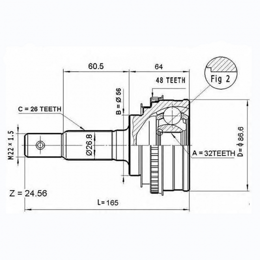 Шрус наружный переднего привода Toyota Camry, Camry Gracia, Scepter, Carina E ABS Panda TOY-27A48