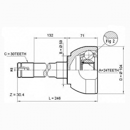 Шрус наружный переднего привода Toyota Land Cruiser Panda TOY-57