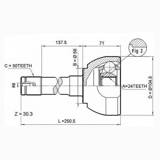 Шрус наружный переднего привода Toyota Land Cruiser Panda TOY-58
