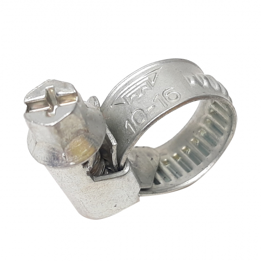 Хомут универсальный (крепеж) 10-16мм червячный оцинкованый ТРУД