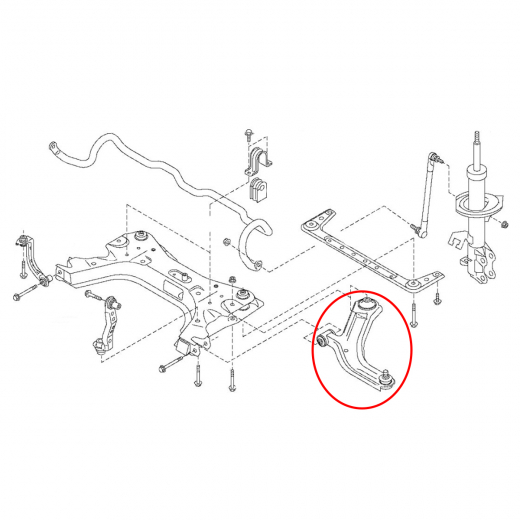 Рычаг передний Nissan Note '05-'12/ March/ Micra '02-'10/ Cube '02-'08 левый нижний NIPPARTS