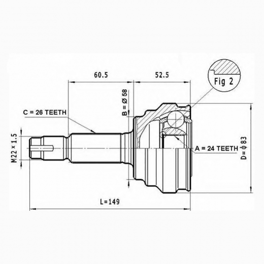 Шрус наружный переднего привода Toyota Vista, Corolla, Allex, Allion, Fielder, Premio, Rav4, Runx, Spacio, Wish GSP 859047