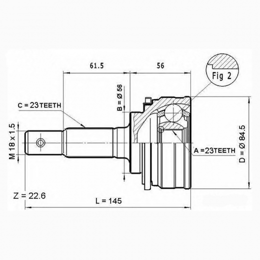 Шрус наружный переднего привода Toyota Starlet Just Drive JCT0042