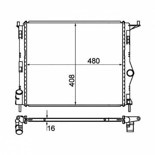 Радиатор охлаждения Renault Logan '04-'16/ Nissan Almera '12-'17/ Ваз Largus '12-'17 (K7J, K4M, K7M, HR16DE) Panda