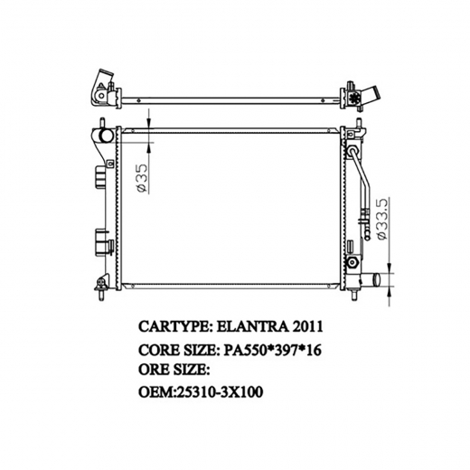 Радиатор охлаждения Soul '08-'14/ Kia Cee'd / Hyundai I30 / Elantra / Avante '11-'16 (G4FA, G4FD, G4FC, G4NA, D4FB, G4NC) Panda