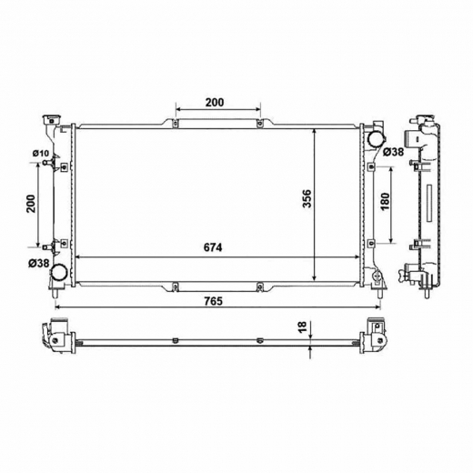 Радиатор охлаждения Subaru Legacy '93-'98 (EJ18E, EJ20E, EJ20D, EJ22E) Panda