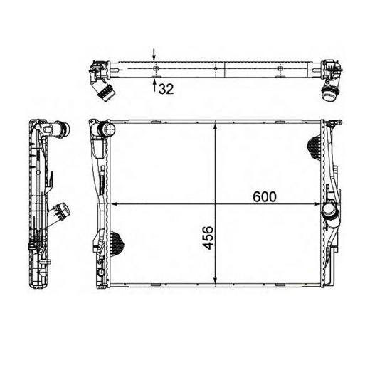 Радиатор охлаждения BMW 1/ 3 Series '05-'12 / X1 '09-'15 (N45B16A, N43B20, N52B30, N46B20, N53B30, N54B30, N52B25, N20B20) AT контрактный в сборе
