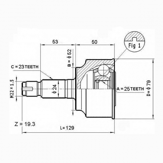 Шрус наружный переднего привода Honda Fit GSP 823104