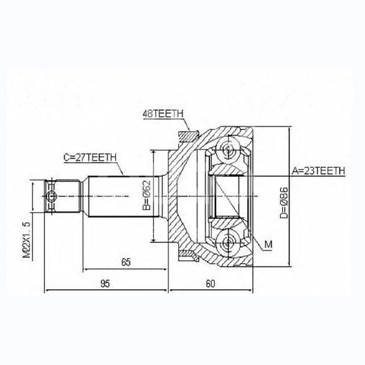Шрус наружный переднего правого привода Kia Sportage, Hyundai Tucson Patron PCV1352