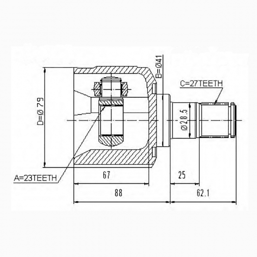 Шрус внутренний переднего привода Hyundai Tucson ASVA HYIU-TUC20AT