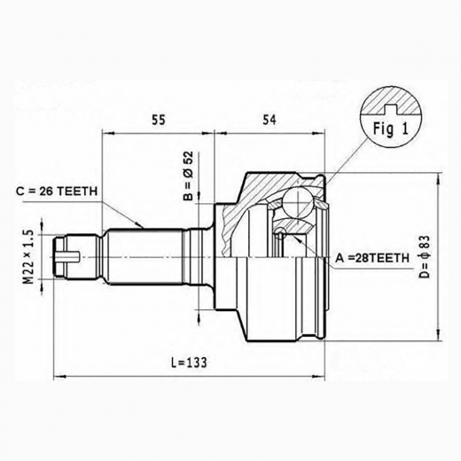 Шрус наружный переднего привода Honda Jazz, Fit Aria GMB GJ02780