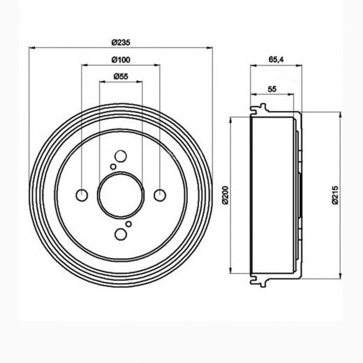 Барабан тормозной Toyota Corolla/ Sprinter/ Levin/ Trueno '91-'00/ Marino/ Ceres '92-'98/ Carib '95-'02/ Spacio '97-'01/ Carina '92-'01 2WD (200 *55 *4x100) Nipparts