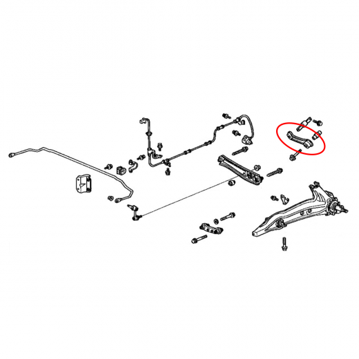 Рычаг задний Honda Civic '91-'96/ Civic '95-'00/ CR-V '95-'02/ Domani '92-'96/ Domani '97-'01/ Integra '93-'01/ Integra SJ '96-'01/ Orthia '96-'02/ Partner '96-'06/ ISuzu Gemini '97-'00 левый верхний Akitaka