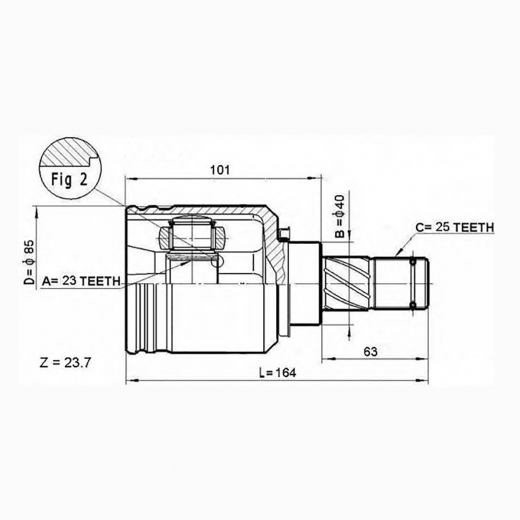Шрус внутренний переднего привода Nissan Ad, Almera, Expert, Pulsar, Mazda Familia Van Lynx CI-3748