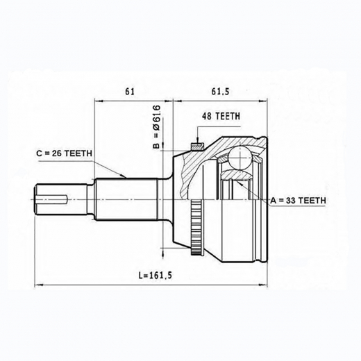 Шрус наружный переднего привода Toyota Camry ABS ASVA TY-ASV50A48